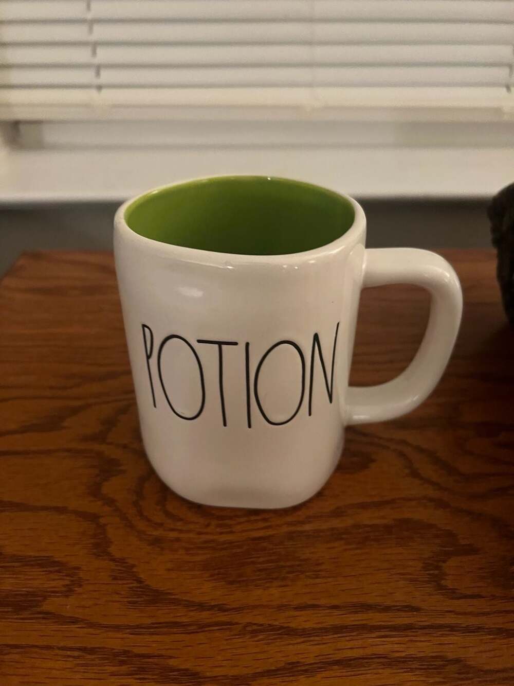 Rae Dunn Artisan Collection Potion Ceramic Coffee Mug White with Green Interior